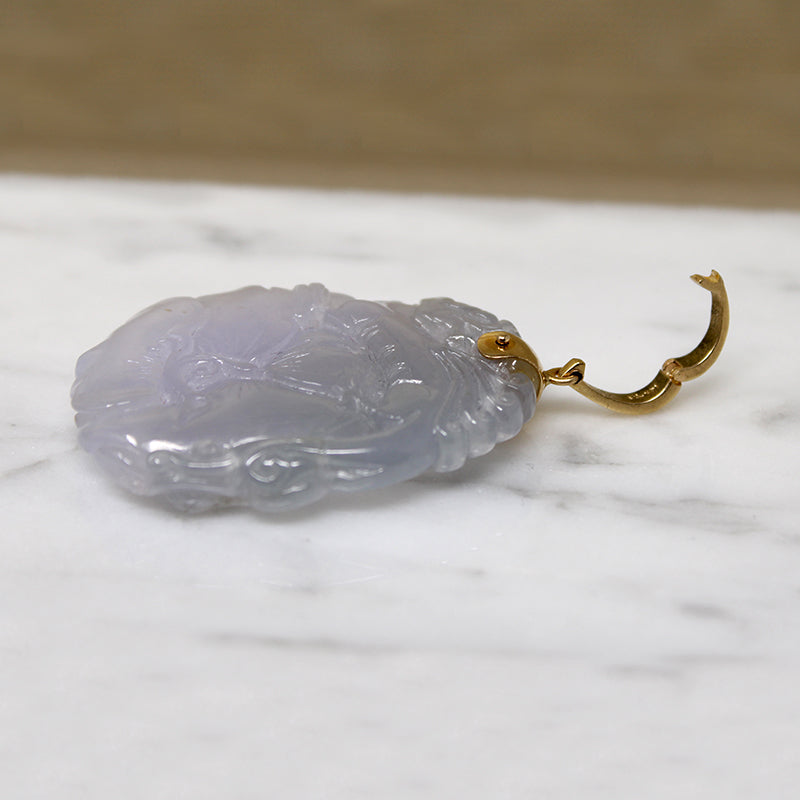Peacock & Peony Lavender Jade with 14k Gold Fittings