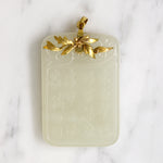 Stone & Gold Pendant Carved with Scholar 