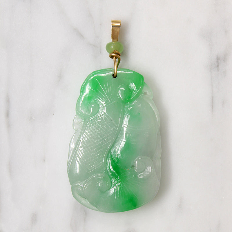 "Jade" Glass & Gold Dragonfish Pendant