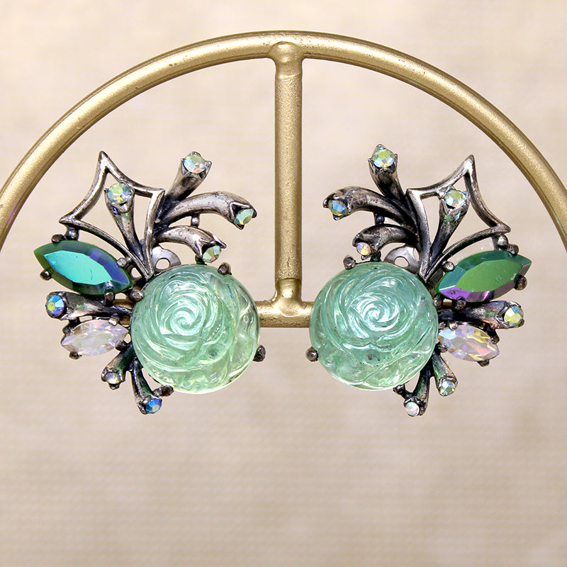 Strange Green Briar Rose Earrings by Schiaparelli