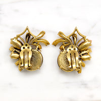 Enchanted Pastel Rose & Rhinestone Earrings by Sciaparelli