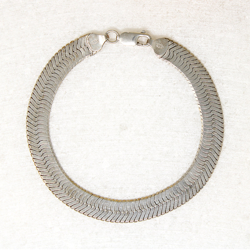 Italian Sterling Silver Herringbone Chain Bracelet