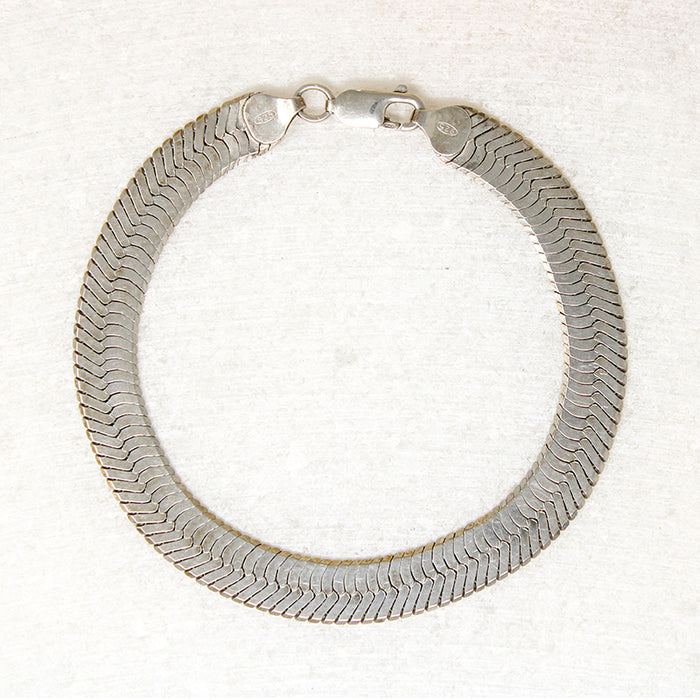 Italian Sterling Silver Herringbone Chain Bracelet