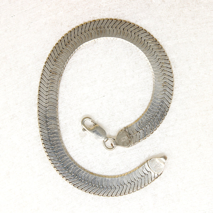 Italian Sterling Silver Herringbone Chain Bracelet