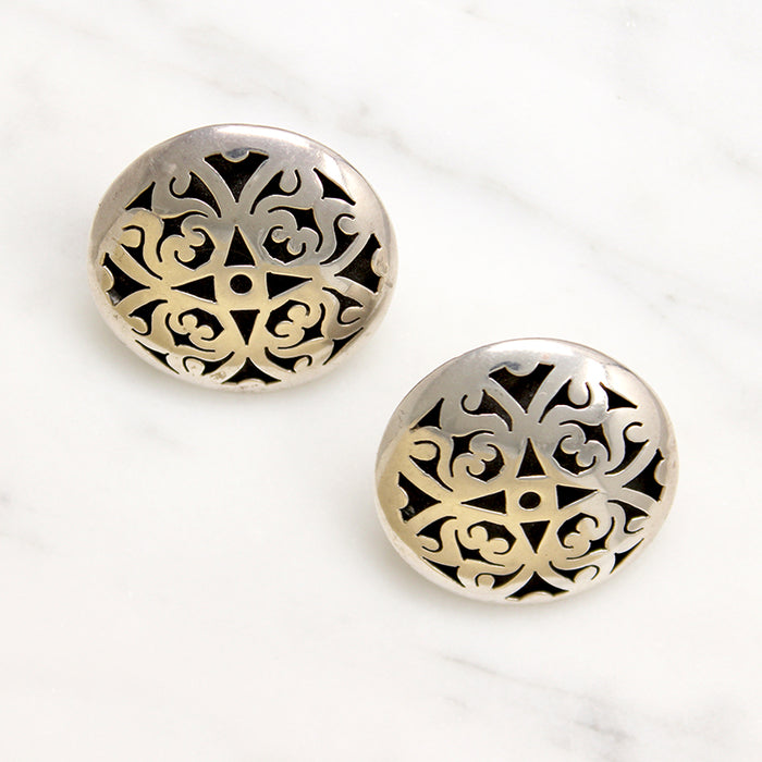 Taxco Sterling Silver Shadowbox Earrings