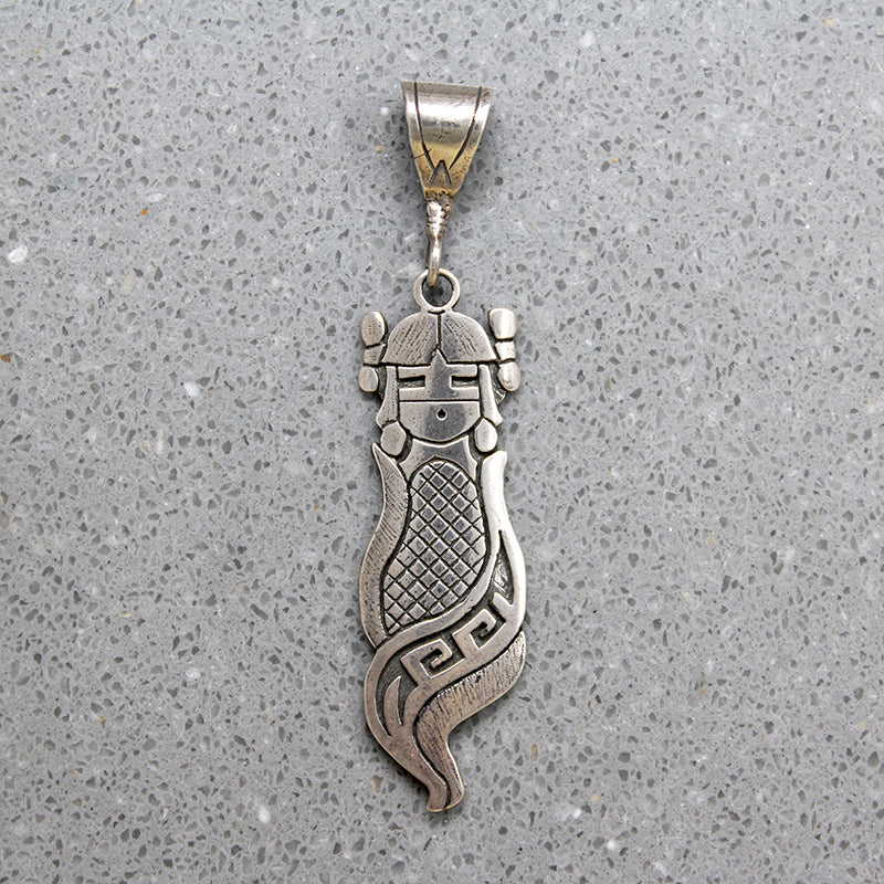 Lovely Hopi Silver Overlay Corn Maiden Necklace