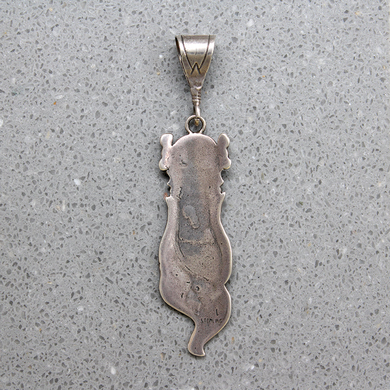 Lovely Hopi Silver Overlay Corn Maiden Necklace