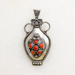 Sterling Urn Pendant/Pin with Red Gems