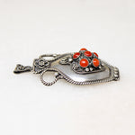 Sterling Urn Pendant/Pin with Red Gems