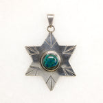 Sterling Silver & Azurite Israel Star Pendant