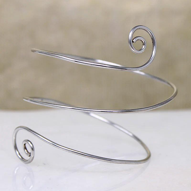 Spiral Sterling Bracelet with Curly Terminals