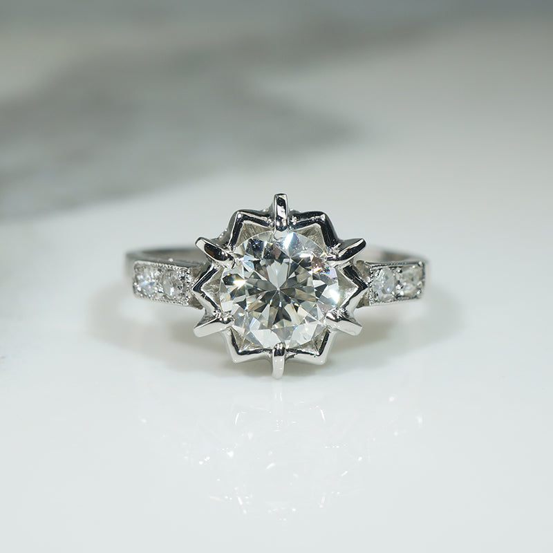 Witchy Star Motif Diamond & Platinum Engagement Ring