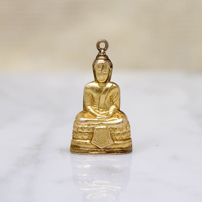 Serene Gold Meditation Buddha Charm