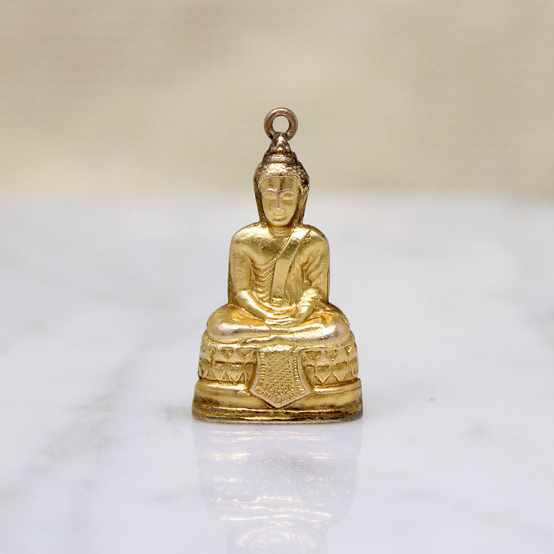 Serene Gold Meditation Buddha Charm