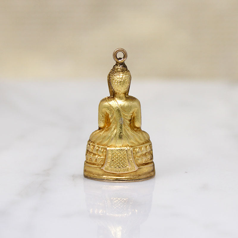 Serene Gold Meditation Buddha Charm