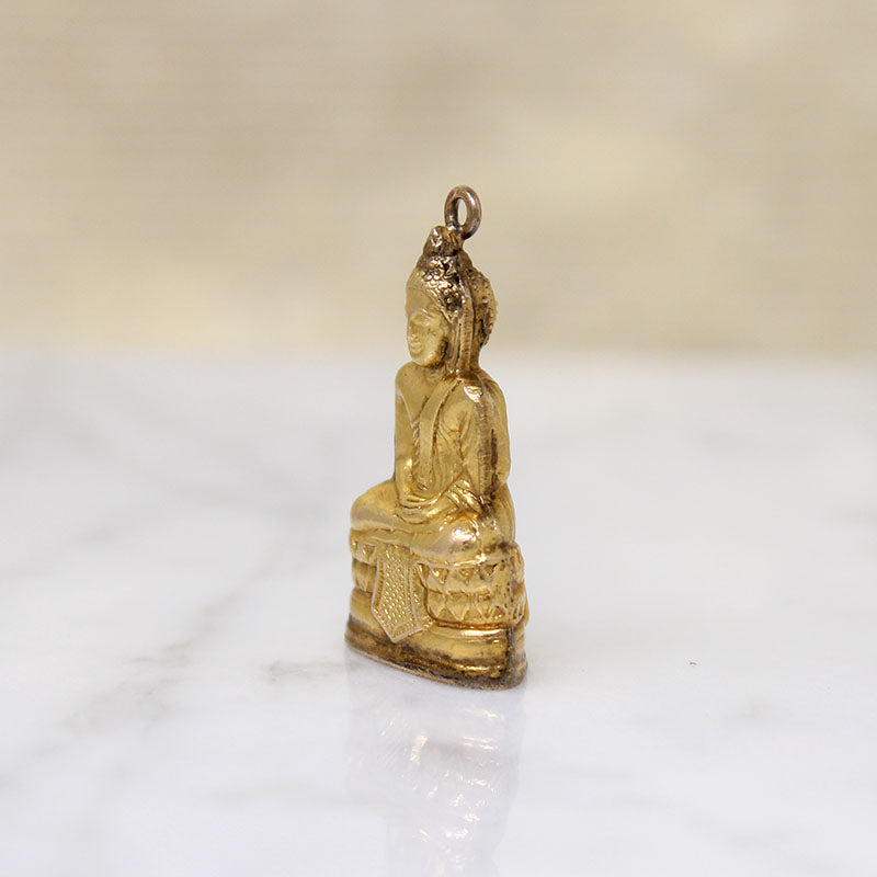 Serene Gold Meditation Buddha Charm
