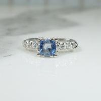 Carré Cut Blue Sapphire Platinum Engagement Ring