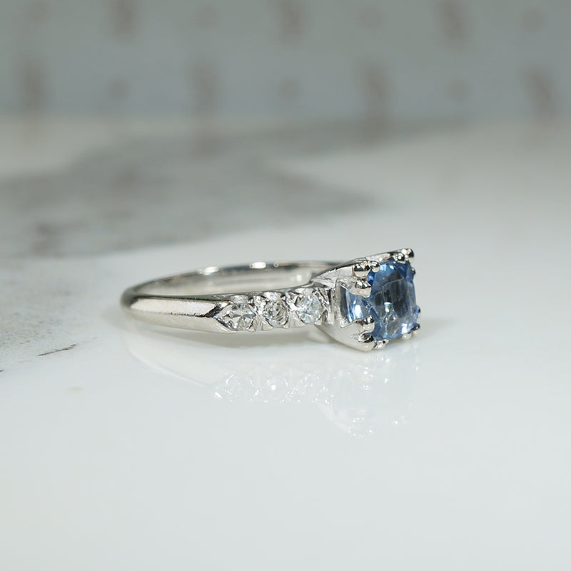 Carré Cut Blue Sapphire Platinum Engagement Ring