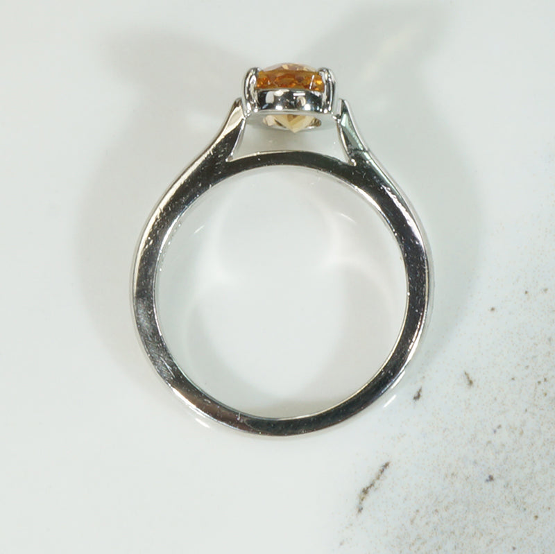 Marvelous Modernist Precious Topaz & Platinum Solitaire