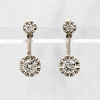 Edwardian Diamond Earbobs in Platinum & 18k Gold