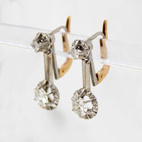 Edwardian Diamond Earbobs in Platinum & 18k Gold