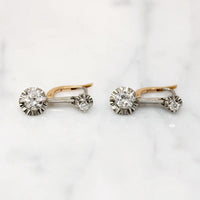 Edwardian Diamond Earbobs in Platinum & 18k Gold