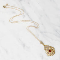 Flowery Gold Necklace with Fiery Citrine