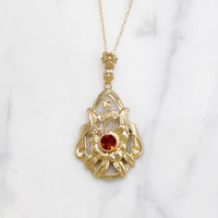 Flowery Gold Necklace with Fiery Citrine