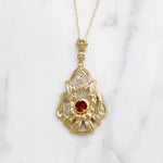 Flowery Gold Necklace with Fiery Citrine