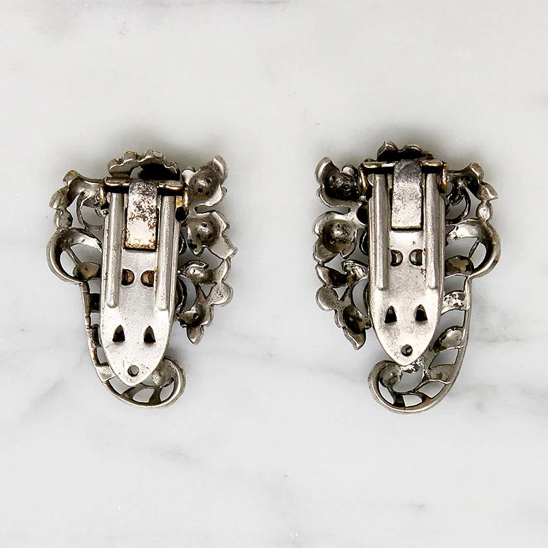 Matched Set Silver & Marcasite Nosegay Dress Clips
