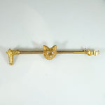 Sporty Gold Fox & Riding Crop Bar Pin