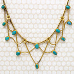 Sumptuous Architectural Revival Gold & Turquoise Swag Necklace