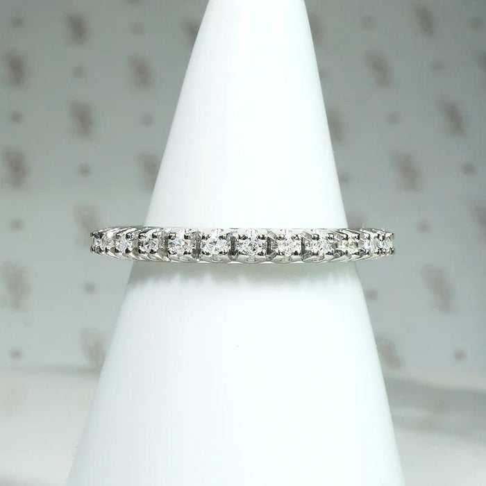 Slender Mid Century Diamond & White Gold Eternity Band