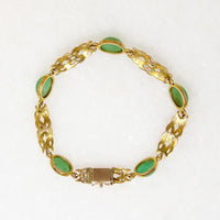Golden Leaves and Jade Art Nouveau Bracelet