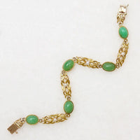 Golden Leaves and Jade Art Nouveau Bracelet