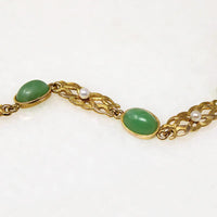 Golden Leaves and Jade Art Nouveau Bracelet