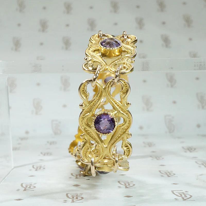 Romantic Amethyst & Gold Art Nouveau Bracelet