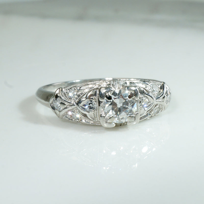 Refined Granat Bros. Diamond & Platinum Engagement Ring