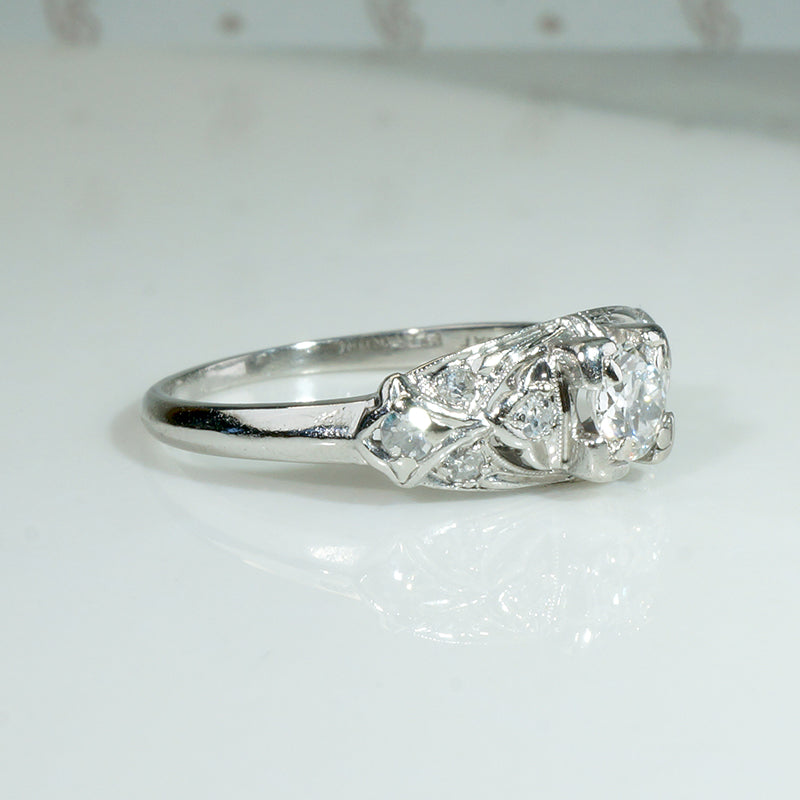 Refined Granat Bros. Diamond & Platinum Engagement Ring