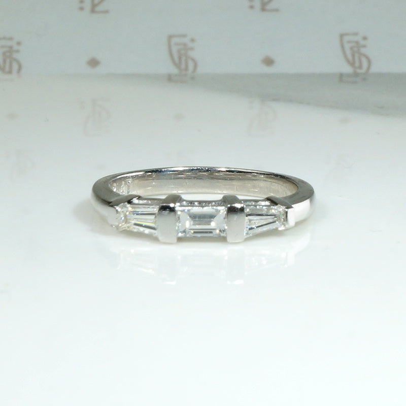 Crisp Mid Century Baguette Diamond & Platinum Band