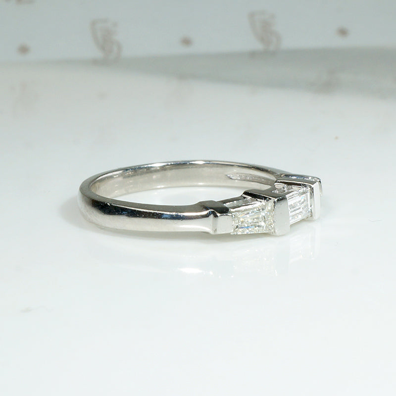 Crisp Mid Century Baguette Diamond & Platinum Band