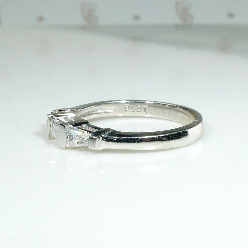 Crisp Mid Century Baguette Diamond & Platinum Band