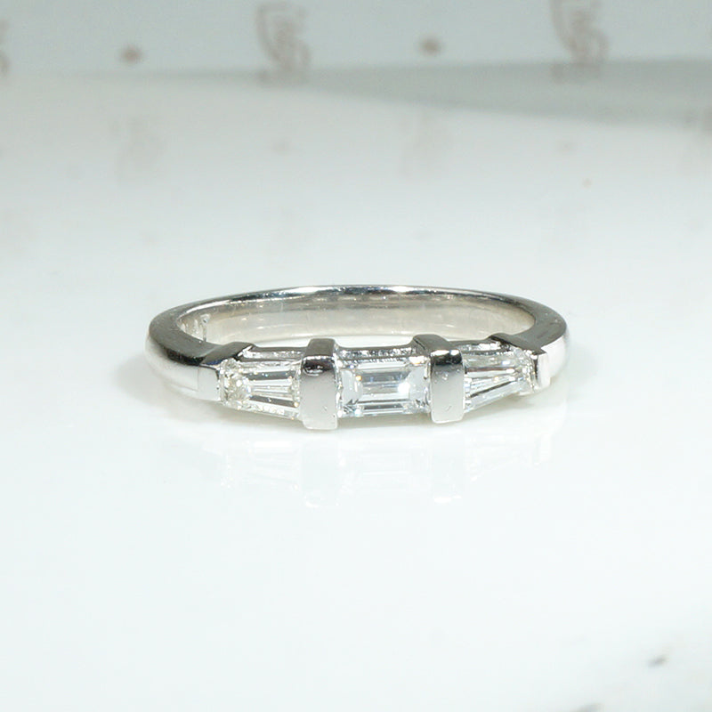 Crisp Mid Century Baguette Diamond & Platinum Band