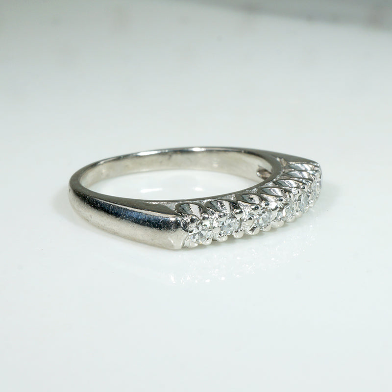 Stylish Seven Diamond Wedding Band in Platinum