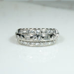 Unexpected Round & Baguette Three Row Diamond Band