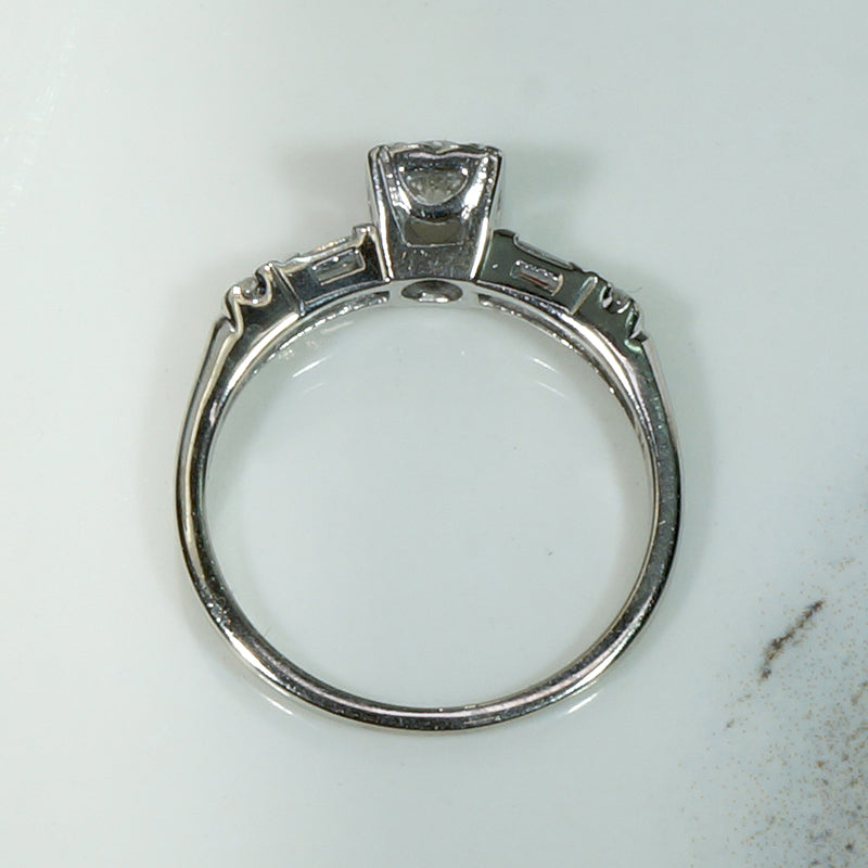 Sophisticated Diamond Ring with Baguette & Round Accents