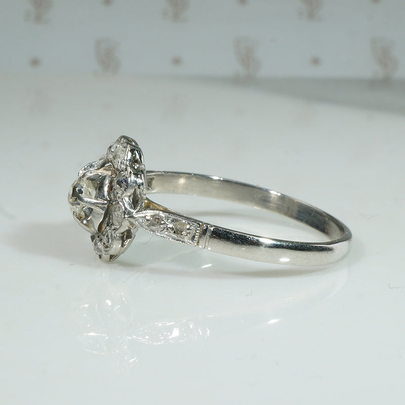 Delightful Old Mine & Rose Cut Diamond Platinum Ring