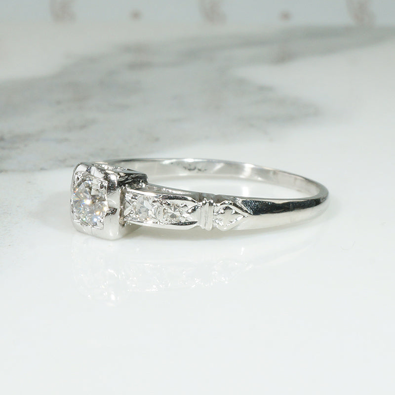 Elegant Old European Cut Diamond & Platinum Engagement Ring