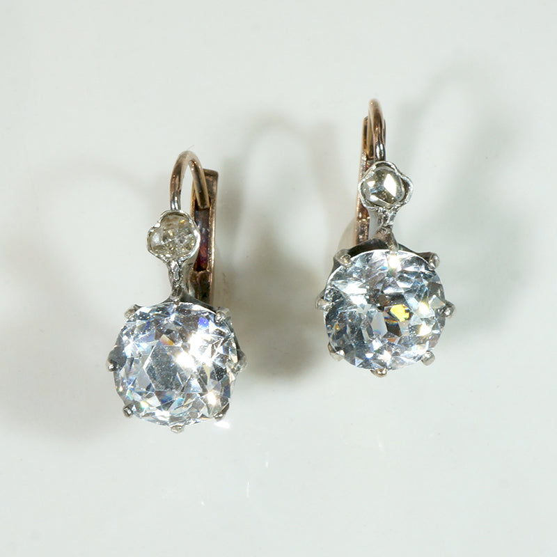 Dazzling Paste & Rose Cut Diamond French Earbobs