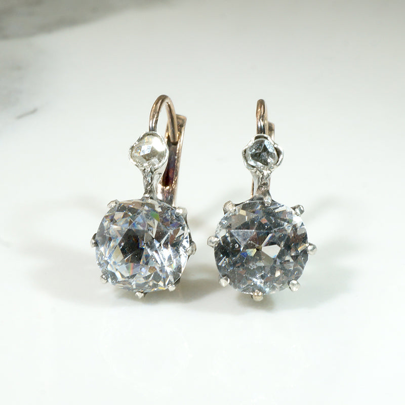 Dazzling Paste & Rose Cut Diamond French Earbobs